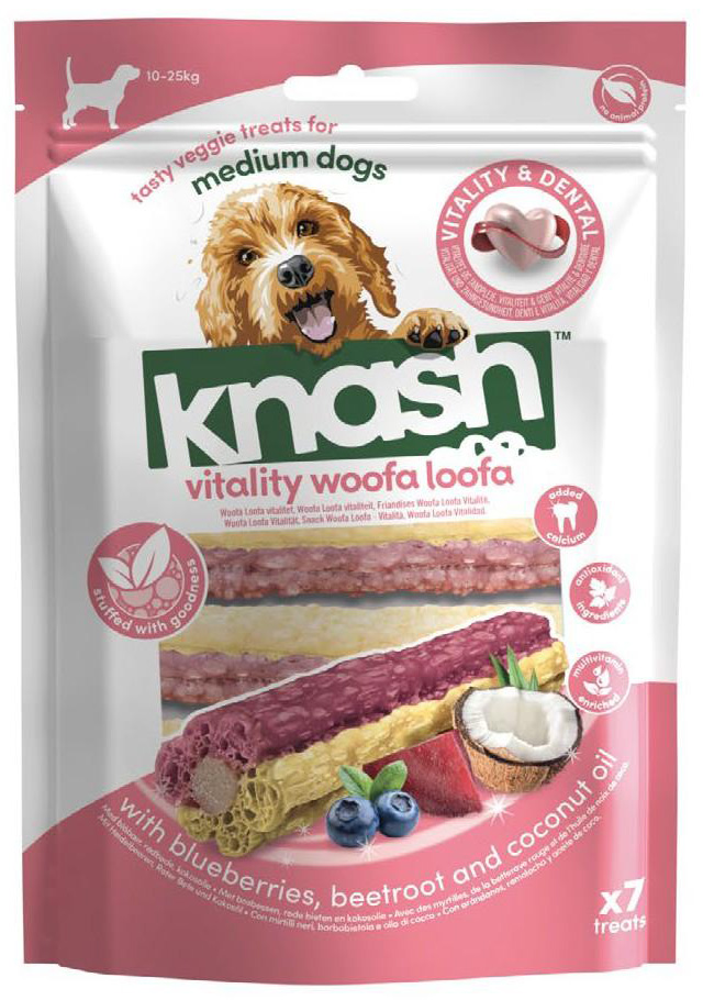 Knash woofa loofa vitality medium bleuberry/beetroot zak 7 stuks